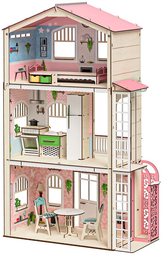 Кукольный домик с мебелью «Симфония» с лифтом - фото 4897